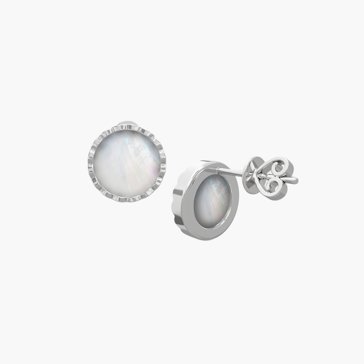 RISEA - Earrings - White Pearl Elements - Sterling Silver White Gold Plated