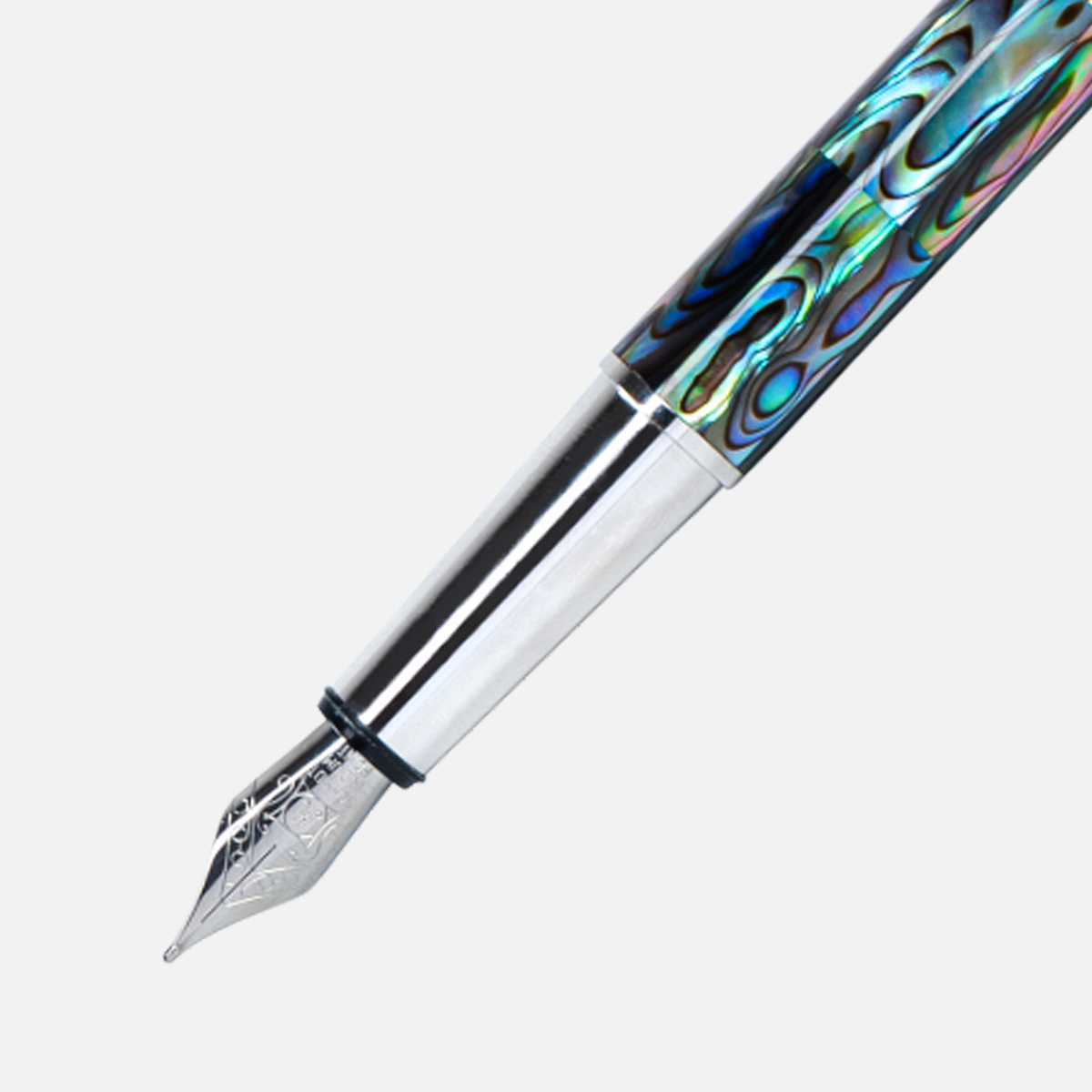 Gemperor New Zealand Abalone Fountain Pen White Gold Plated-26
