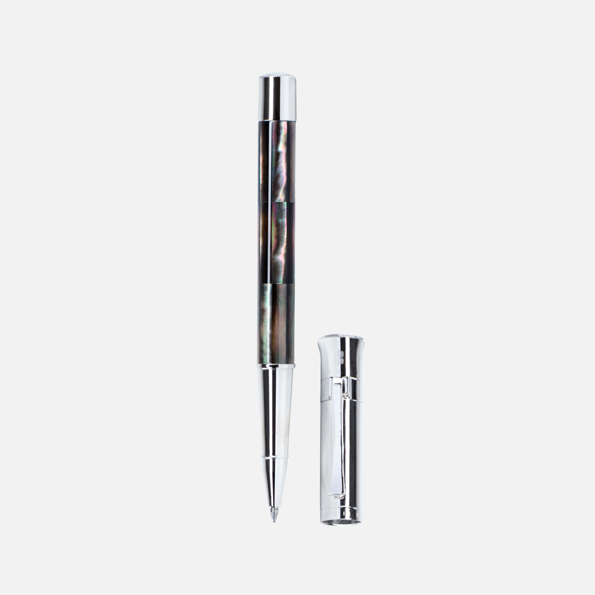 Gemperor - Rollerball Pen - Tahiti Black Pearl - White Gold Plated