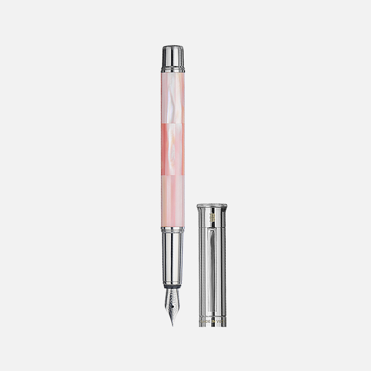 Gemprise Mississippi Pink Pearl Fountain Pen White Gold Plated-13
