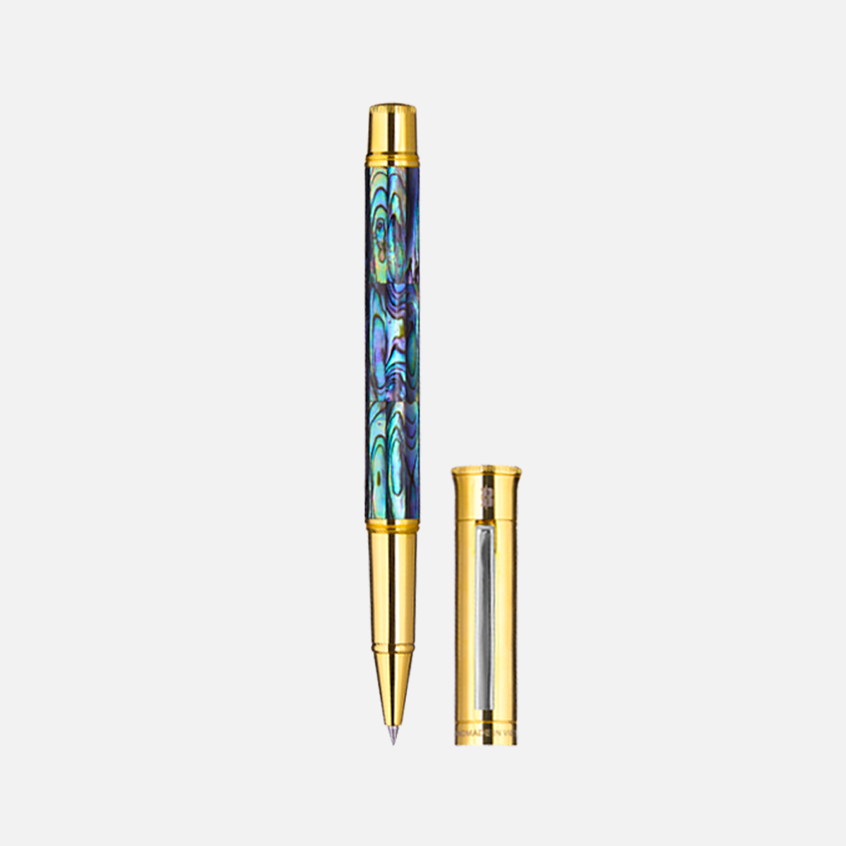 Gemprise New Zealand Abalone Rollerball Pen Gold Plated White Clip-18
