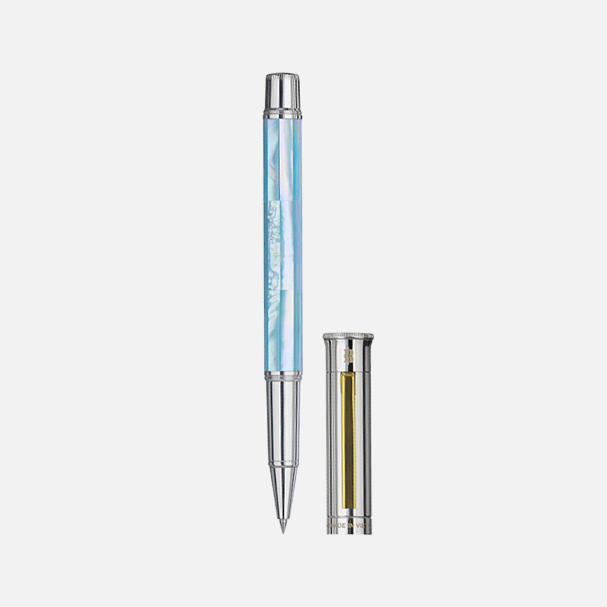Gemprise Northern Australia Blue Pearl Rollerball Pen White Gold Plated Gold Clip-23