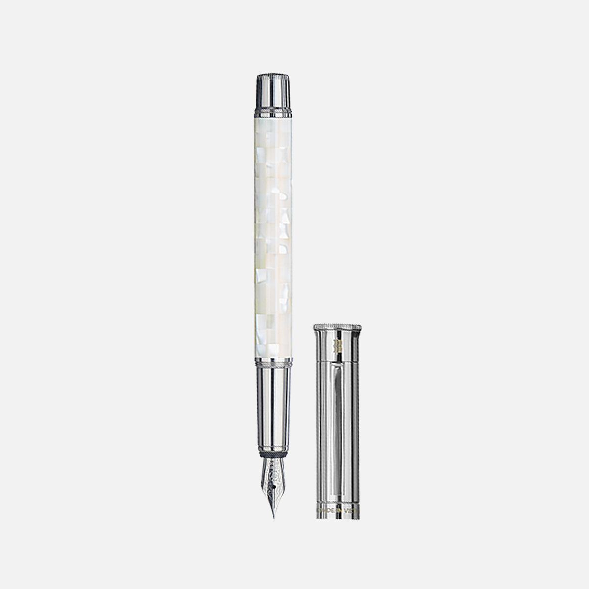Gemprise Northern Australia White Trochus Fountain Pen Checked White Gold Plated-33