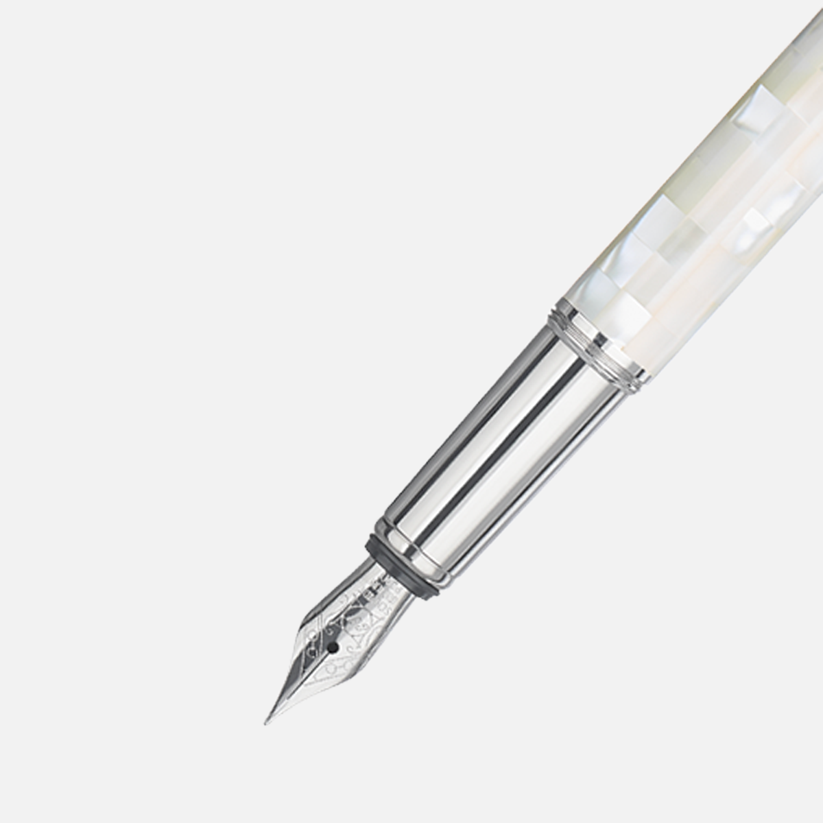 Gemprise Northern Australia White Trochus Fountain Pen Checked White Gold Plated-36