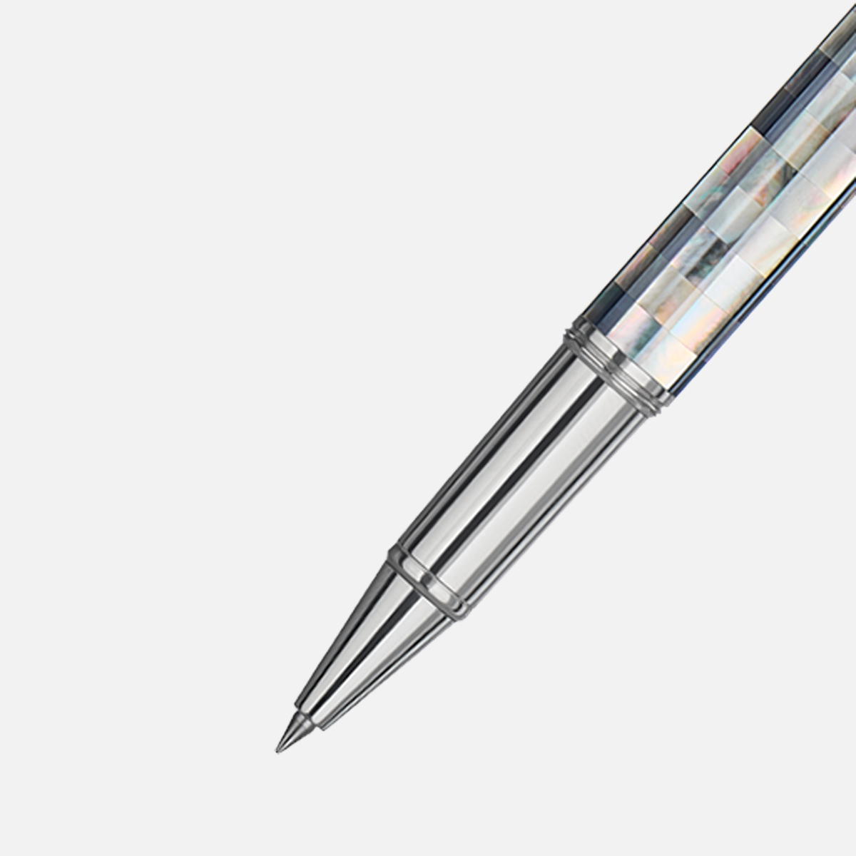 Gemprise Tahiti Black Pearl Rollerball Pen Checked White Gold Plated-51