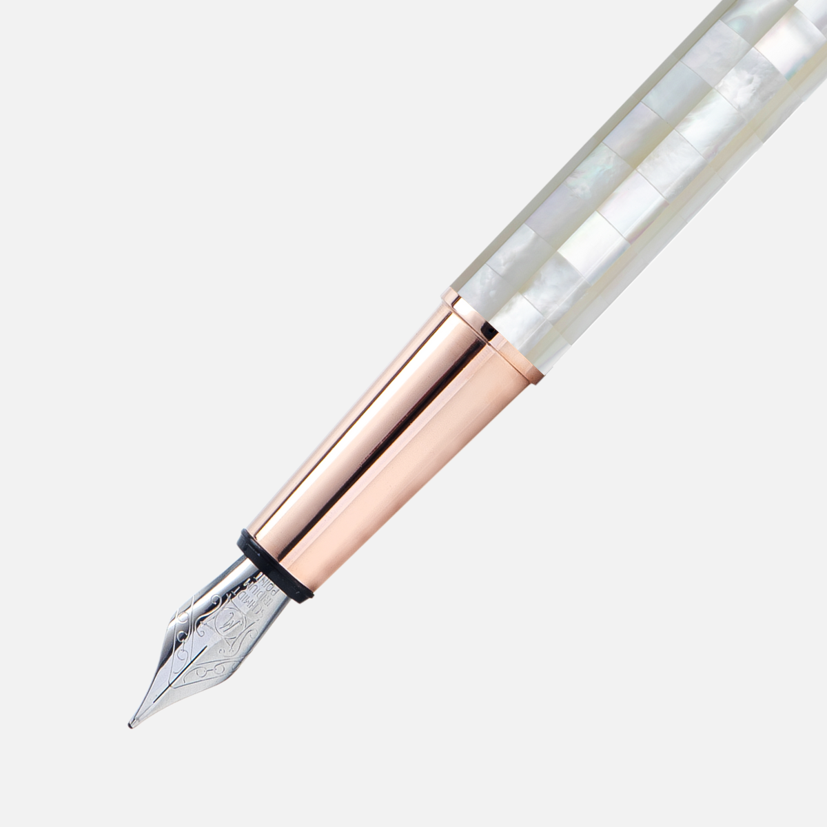 Gemperor - Fountain Pen - Checked - Northern Australia White Pearl - Rose Gold Plated