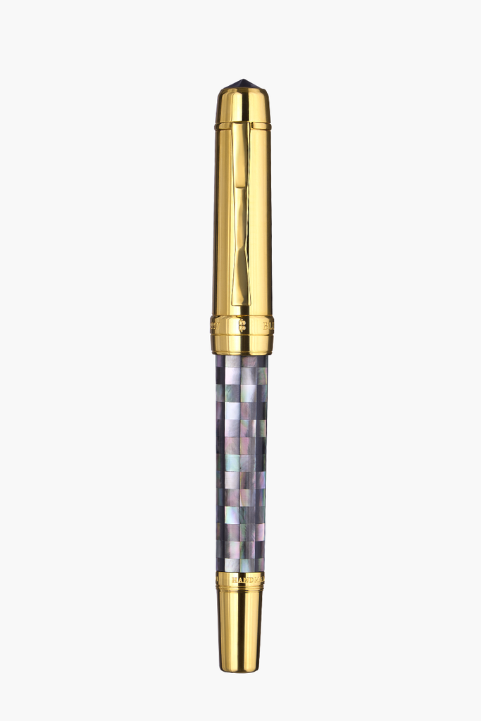 BLU-1997 - Fountain Pen - Checked -Tahiti Black Pearl - Gold Plated
