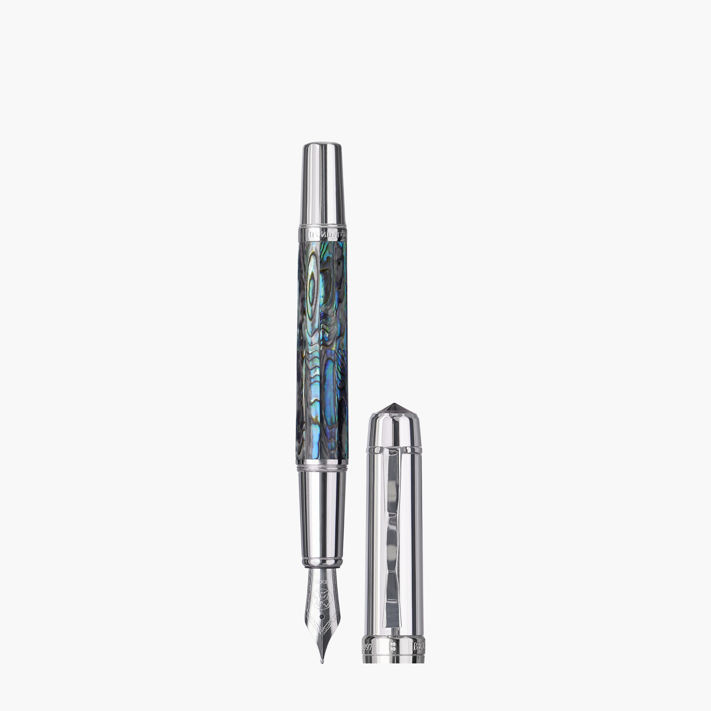 BLU-1997 - Fountain Pen - New Zealand Abalone - White Gold Plated
