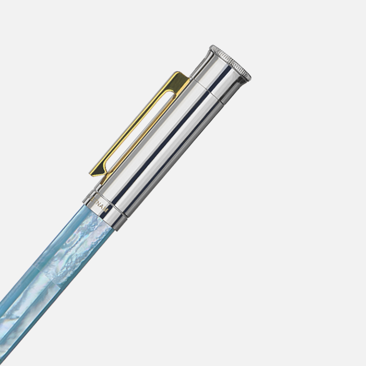  Gemprise Northern Australia Blue Pearl Rollerball Pen White Gold Plated Gold Clip-25