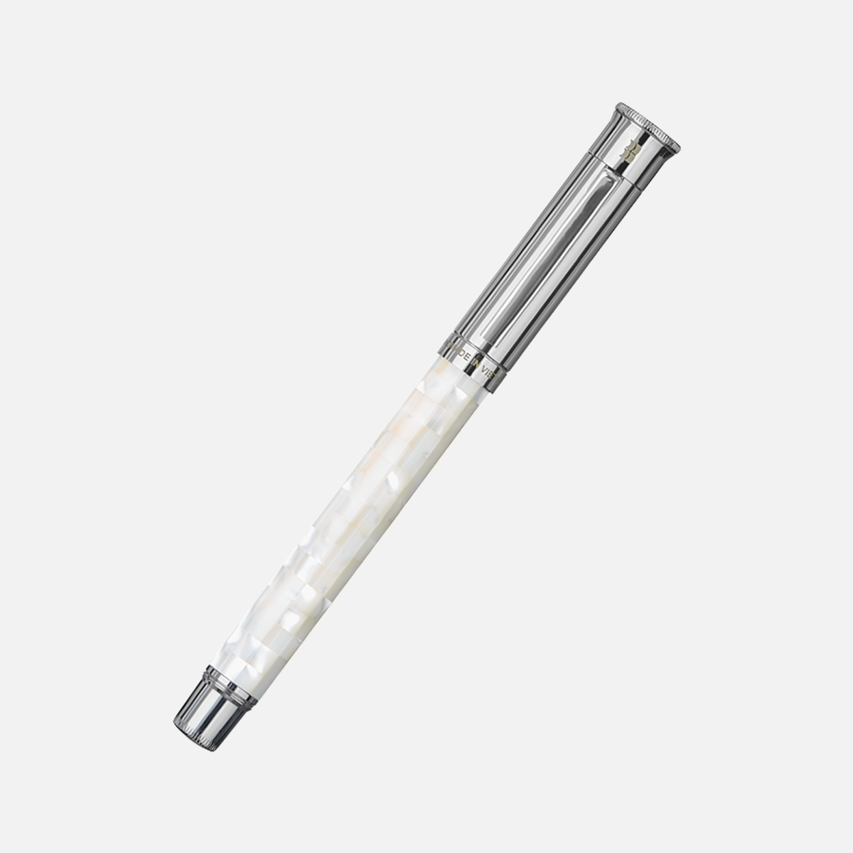  Gemprise Northern Australia White Trochus Fountain Pen Checked White Gold Plated-34