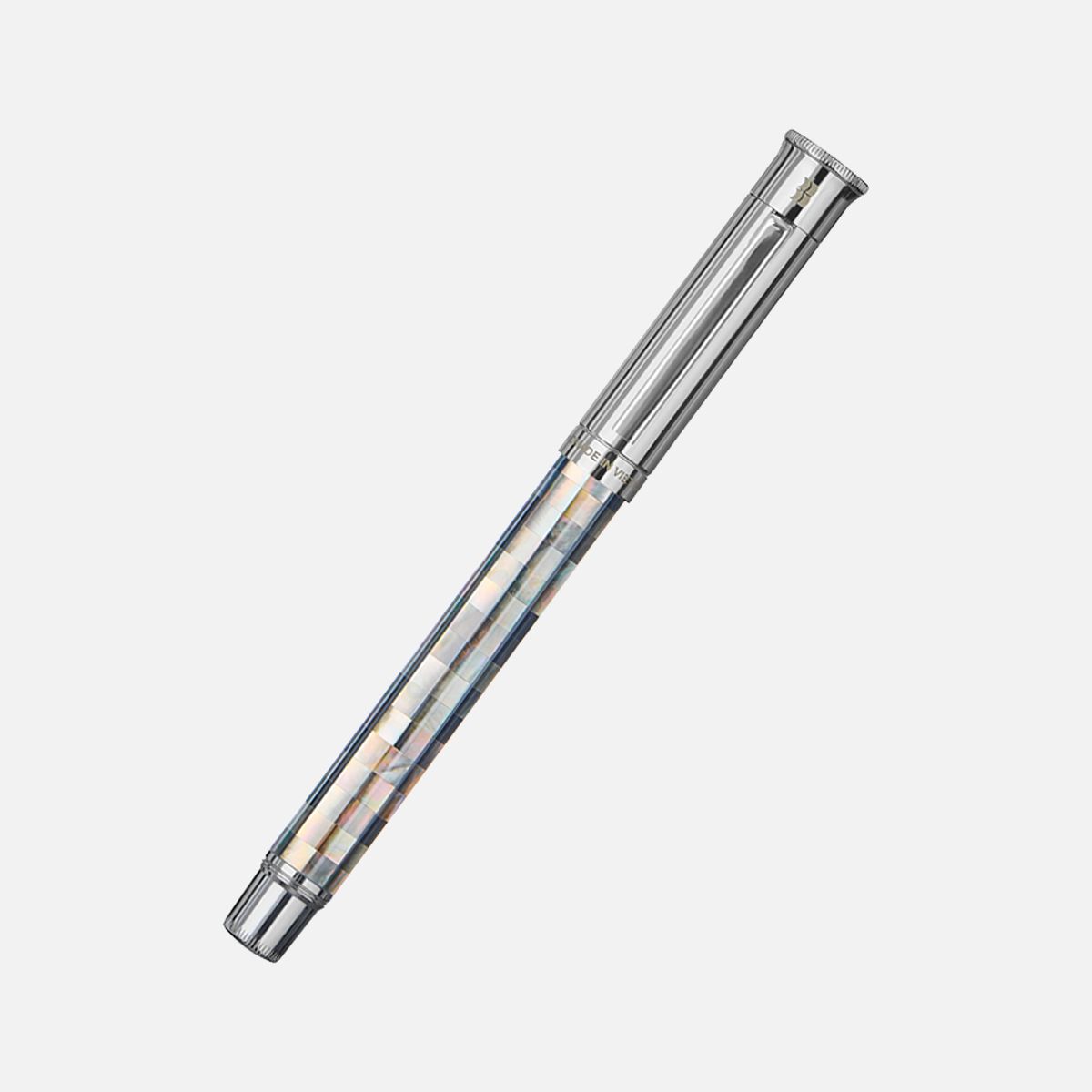  Gemprise Tahiti Black Pearl Rollerball Pen Checked White Gold Plated-49