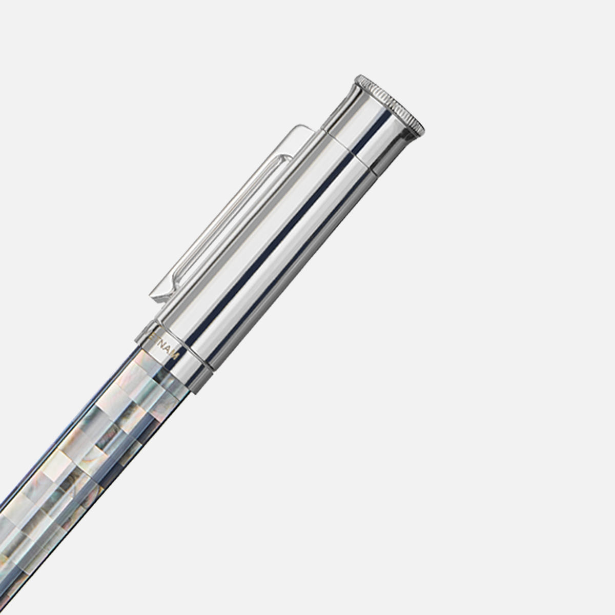  Gemprise Tahiti Black Pearl Rollerball Pen Checked White Gold Plated-50