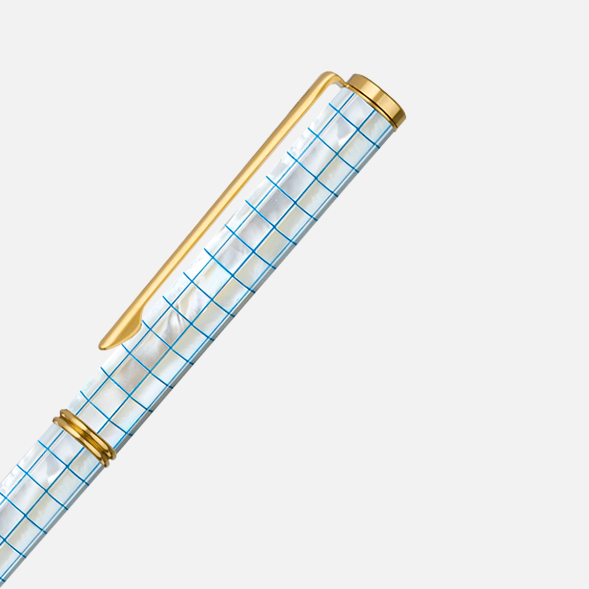  Inspired Northern Australia White Pearl Blue Gingham Titanium Gold Plated-106